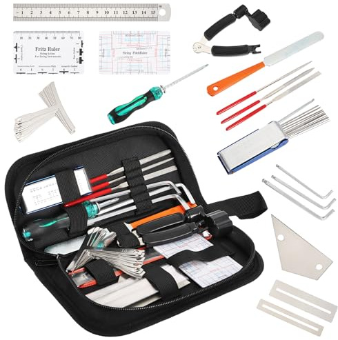 SOUJOY 26Pcs Guitar Tools for Set Up, Repair & Maintenance Kit with Carry Bag, Luthier Tools, Guitar Winder, Setup Kit for Guitar, Ukulele, Bass, Mandolin, Banjo