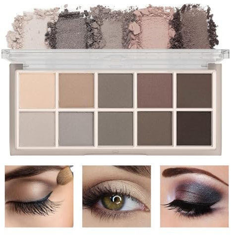 Lilbitty Palette di ombretti in 10 colori, tutto opaco, per donne mature, ombretto senza luccichio per look naturali, pigmentato, crema morbida