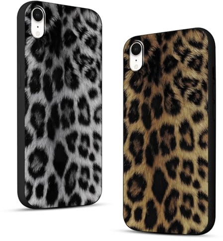 Phoona 2 Stück Handyhülle für iPhone XR Hülle 6,1'', Aesthetic Weißer Leopard Muster Design Weiche TPU Ultra Dünn Silikon Schutzhülle Kratzfeste Stoßfest Kameraschutz Bumper Case für Mädchen