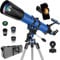 HUGERSTAR Teleskop, Teleskop für Erwachsene, leistungsstark, 90 mm Blende, 800 mm, professionelle Refraktor-Teleskope für Erwachsene, Astronomie, Anfänger, mit AZ-Halterung, Edelstahlstativ