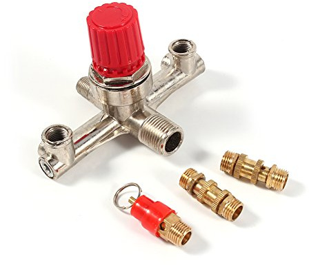 Culnflun Luftkompressor Druckschalter, Doppelter Ausgangsdruckregler, Double Outlet Tube Luftdruckregler Ventil Ersatzschalterventil hohe Präzision Druckregelventil Passstück für Kolbenluftkompressor