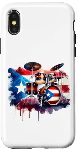 Custodia per iPhone X/XS Ritmi di batteria con bandiera portoricana