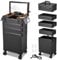 Bonnlo 4-in-1 Kosmetikkoffer Trolley mit Schbladen, Groß Reisekoffer mit Rollen, Aluminium Beauty Case mit LED Spiegel, Abschließbar Schminkoffer Damen für Kosmetikerin Friseurerin, Multikoffe Schwarz