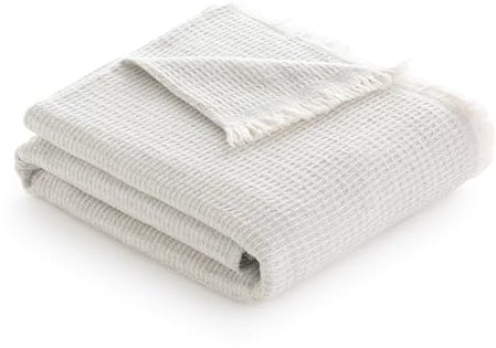 Todocama - Manta de Algodón Extrasuave con Diseño GOFRE, Colcha Multiusos Four Seasons para Sofá, Cama, Funda Decorativa y Manta Fular, (Gris Claro, 180x240cm).