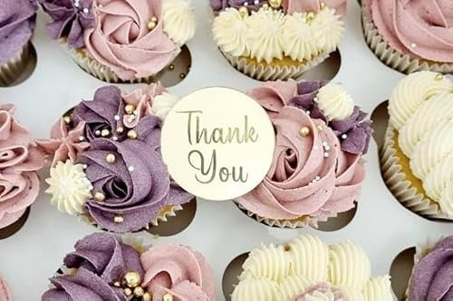 Thank You Cupcake Discs, 6 Pcs Cake Toppers, Gold Acrylic Disc, Thank You Teacher Cupcake Topper, Charm, Gift Tags, Decorations.