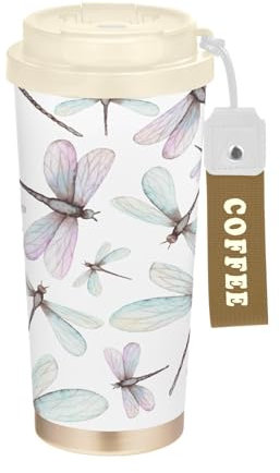 Ewusp Dragonfly Insulated Coffee Mug 500 ml Stainless Steel Travel Tumbler BPA Free Reusable Vacuum Double Wall Coffee Cup