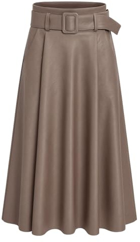 Mississhop Damen A-Linien Rock mit Gürtel – Kunstleder