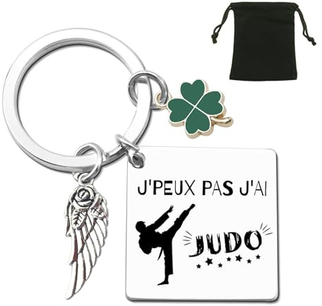 ZYMGUO Porte-Clés Sportif avec Breloque Aile d'Ange, Trèfle Vert et Pendentif Décoratif, Cadeau Original pour Fans de Moto, Basket, Rugby, avec Pochette Noire
