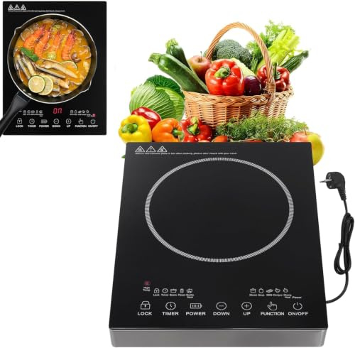 Bellanny Ce/rankochfeld 3500W Ce/ranfeld Tragbares Touch Steuerung Kochfelder, Glaskeramikkochfeld Kochplatte | 6 Modi 9 Stufen Leistung, 1 Min-3 Stunden 1 Platte Timer Funktion Herdplatte, 1 Kochfeld