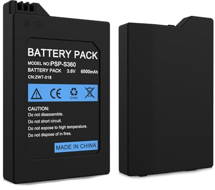 WAEUUKKPO Batterie pour PSP 3000, 6500mAh Batterie Haute capacité Li-ION Batterie de Remplacement pour Sony PSP Slim & Lite 2000/3000 PSP-S110 Console de Jeux vidéo