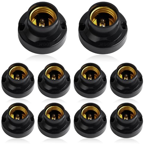 GZGXKJ 10PCS E27 Fassung Universal Lampenfassung E27 Sockel zum Anschrauben | Glühbirnen Fassung Adapter, Für LED-Lampen Energiesparlampe (Schwarz)