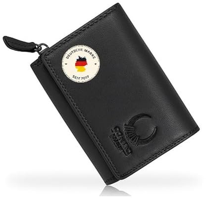 Corno d´Oro Handmade Kleines Portemonnaie Damen Leder I Mini Geldbörse Damen mit RFID Blocker und Münzfach I Geldbeutel für 5 Karten im Geschenkbox