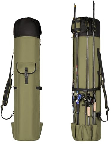 Wowelife Fishing Rod Bag Fishing Rod Case, Durable Folding 900D Oxford Fabric Portable Large Capacity Waterproof, Fishing Gear for Men Fishing Gift for Men Boys, Green
