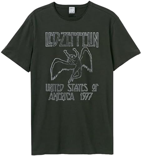 Amplified LED Zeppelin-Tour 77 T-Shirt, Grigio (Carbone), XL Uomo