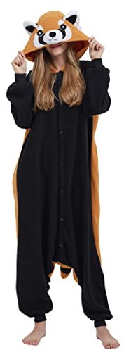 Magicmode Unisex Pyjamas Jumpsuit Tierkostüm Waschbär Onesie Damen Herren Karneval Nachtwäsche