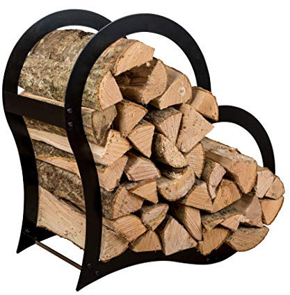 prima terra Kaminholzregal Kaminholzunterstand Brennholzregal Kaminholz Aufbewahrung Regal Herzform schwarz H=52cm B=54cm