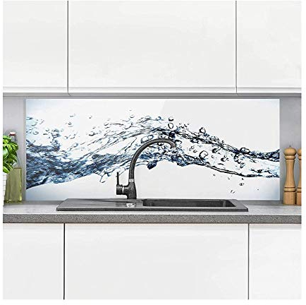 Bilderwelten Paraschizzi in Vetro - Water Splash - Panoramico, Paraschizzi Cucina Pannello paraschizzi Cucina paraspruzzi per Piano Cottura Pannello per Parete Cucina, Misura (AxL): 50cm x 125cm