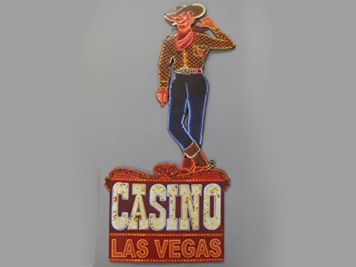 meindekoartikel Wandschild - Blechschild aus Eisenblech - Tolle Dekoration für Tür oder Wand (Casino Las Vegas - Höhe 80 cm x Breite 38 cm)