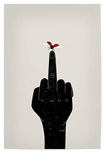 artboxONE Poster 30x20 cm Lustig Stinkefinger Marienkäfer hochwertiger Design Kunstdruck - Bild Hand Hand käfer