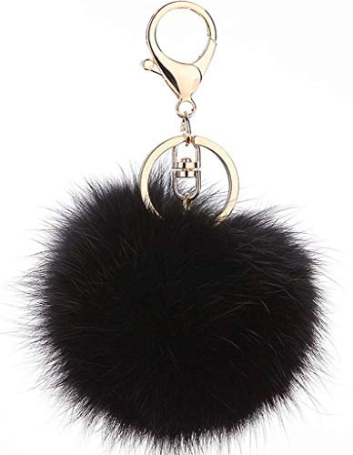 YiyiLai Peluche Porte-clés Pompon Boule Pendantif Sac Voiture Déguisement Homard Fermoir Noir