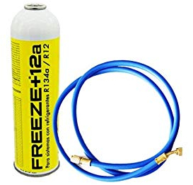 REPORSHOP - 1 Botella Gas Refrigerante Freeze +12a 420Gr + Manguera Organico Sustituto R12, R134A
