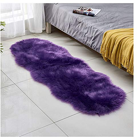 DAIHAN Faux Lammfell Schaffell Teppich, Flauschiger Kunstfell in Super weich Lammfellimitat Teppich Longhair Fell für Schlafzimmer, Sofa, Dekoration Violett 60 * 180cm