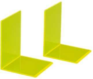 MAUL Serre Livre en Acrylique (2 pièces) 10x10x13 cm | Organisateur, cale Livre pour l'etagere, Le Bureau et la Maison | Presse Livre élégant, protège Les Meubles | Jaune