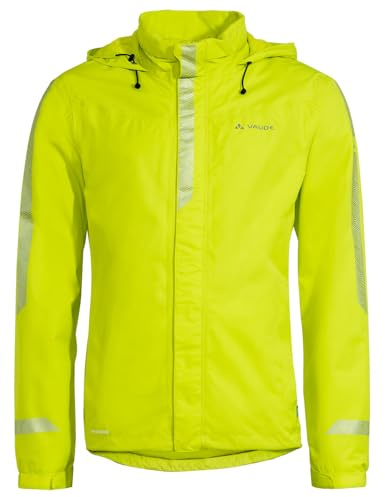 VAUDE Herren Regenjacke Men's Luminum Jacket II, mit Sicherheitsplus durch erhöhte Nacht-Sichtbarkeit für Radfahrer, wasserdicht, winddicht und atmungsaktiv, bright green, S