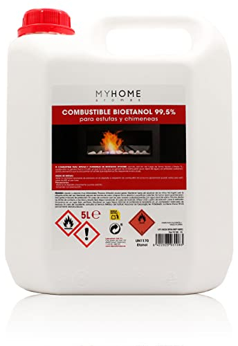 Bioetanol 99,5% Origen Vegetal 5 litros Myhome. Sin olor ni humo, para estufas y chimeneas