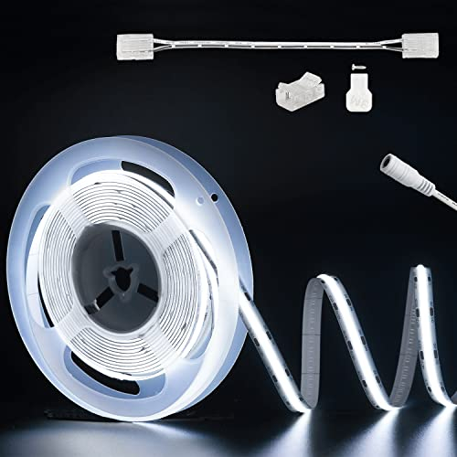 COB LED Streifen Kaltweiß 6000K DC24V,PAUTIX 6M 504LEDs/M CRI90+ LED Strip Lights,LED Band für Zuhause Küche DIY Beleuchtungsprojekt mit 8mm Cob Verbinder(Netzteil nicht im Lieferumfang enthalten)