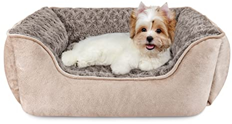 JOEJOY Rechteckiges Hundebett für große, mittelgroße und kleine Hunde, maschinenwaschbar, Schlafsofa für Hunde, rutschfeste Unterseite, atmungsaktiv, weich, langlebig, mehrere Größen, Beige