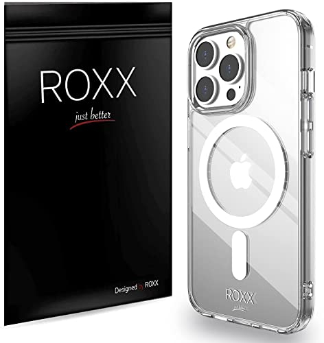Roxx Antigelb Clear Case Hardcase Hülle | Kompatibel mit iPhone 13 Pro 6,1 Zoll | 9H Kratzfeste Glasrückseite | Kompatibel mit MagSafe Zubehör