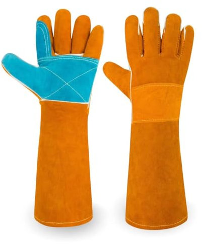 Gants de manipulation d'animaux en Kevlar résistant aux morsures et à la soudure, en cuir renforcé, résistant à la chaleur/à l'usure, pour dressage d'animaux domestiques, griffures de chat,