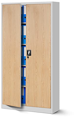 Jan Nowak Aktenschrank C001 Büroschrank Metallschrank Stahlschrank Aufbewahrungsschrank Pulverbeschichtet 4 Verstellbare Fachböden Abschließbar 185 cm x 90 cm x 40 cm (Anthrazit-Weiß)