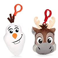 Whitehouse Frozen 2, Bagclip 3D und 2D Plüsch Schlüssel-Anhänger 4 versch. Figuren Set, 12,5 cm ORIGINAL Plüschfigur, super weiches Kuscheltier für Ranzen Rucksack Tasche (Olaf & Sven, 2D)