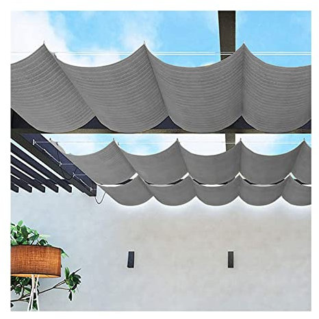 XUEHONG001 Retractable Wave Canopy Cover, Sun/UV Protection Ventilation Sliding Shade Net with Mounting Kit, Wave Awning, Outdoor Pergola Garden Telescopic Roof Shade Sails, Custom