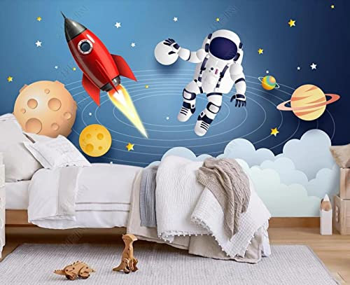 Papier Peint Panoramique Espace Astronaute Papier Peint Intissé 3D Murale Tableaux Muraux Tapisserie Salon Chambre