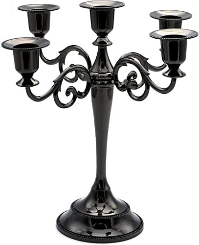 Dicspotin Metall Kerzenständer Kerzenhalter 26cm Höhe 5 Armig, Stabkerzenhalter Hochzeit Veranstaltung Candle Holder Vintage für Tischdeko