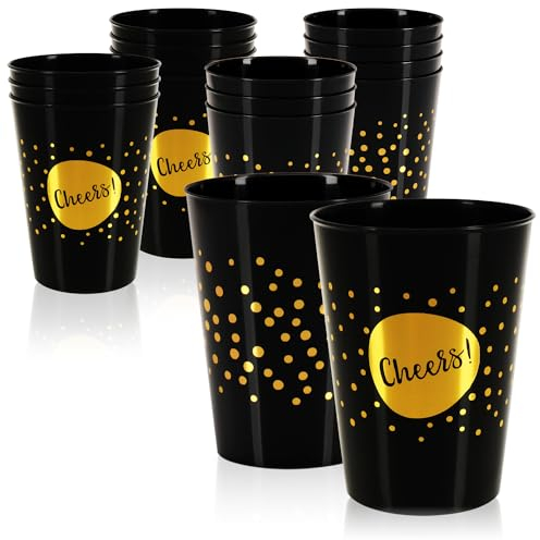 com-four® 16x Mehrweg Trinkbecher für Party, Camping und unterwegs - wiederverwendbar und spülmaschinengeeignet - Kunststoffglas - Plastikbecher - Festivalgeschirr - Wasserglas [Auswahl variiert]
