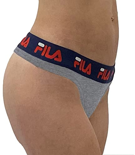 Fila Panty Perizoma in Cotone con Logo Classico da Donna, Grigio Melange, Medium