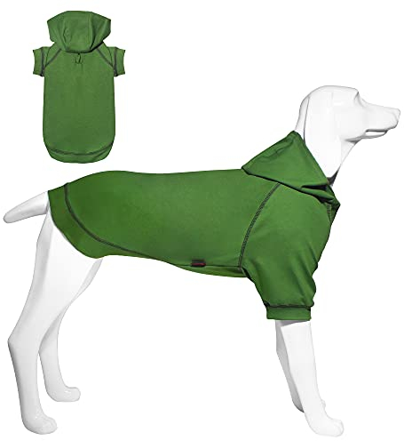 Kickred Hunde Hoodie, Hundemantel mit Hut & Taschen & Leinenloch, Weicher und Atmungsaktiver Kapuzenpulli Für Große Hunde Winterhundebekleidung Drinnen, Draußen Hundekleidung von Kickred (Armeegrün-L)