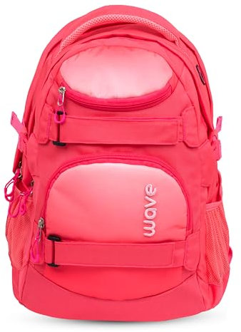 Wave Infinity Grün Schulrucksack mit Laptopfach Tabletfach/Brustgurt Hüftgurt / 43 x 31 x 22 cm / 30 Liter/Mädchen/Rucksack Daypack (338-72/A Ombre Coral Paradise)
