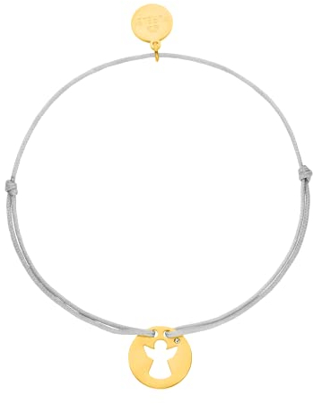 Purelei® Angel Armband (Gold,Silber), Schutzengel Armband Damen und Kinder, Glücksbringer Armbändchen aus Nylon mit Edelstahl Anhänger, Länge individuell einstellbar (Gold)