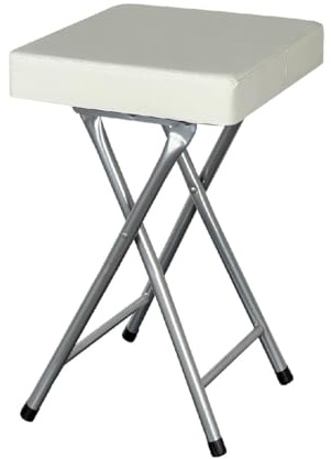 Folding Stool for Home Office Square shape Compact Small Padded Stool 49cm Breakfast Children Kids stool School office Use Lightweight Foldable Stool (Cream)