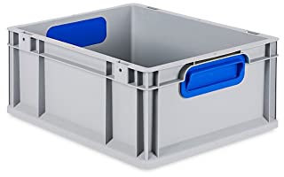 PROREGAL Eurobox NextGen Color | HxBxT 17x30x40cm | 16 Liter | Griffe blau geschlossen | Glatter Boden | Eurobehälter, Transportbox, Transportbehälter, Stapelbehälter