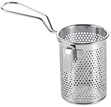 Pasta -Kochenkorb, 10 cm Edelstahl -Maschenbratenkorb mit Seitenstärke, würzige Hotchpoth -Kochkörbe, Spaghetti -Korb zum Kochen von Nudeln