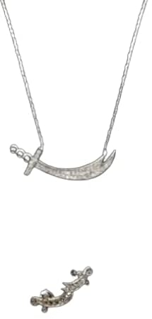 Generisch Zülfikar Schwert Set Anhänger Kette Ohrringe Hz Ali Alevi Silber 925 Gümüs Kılıc Schmuck SET 925 Ayar Gümüş Zülfikar SET (Kolye ve Küppe) Zirkonia Zirkon