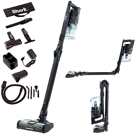 Shark Cordless Stick Vacuum Cleaner, Anti Hair Wrap, 40 Minute Run Time Battery, Flexible Vacuum Cleaner with Car Kit, Pet Tool, Crevice & Upholstery Tools & Spare Filter, Deluxe Black, IZ202AMZUKT