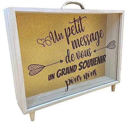 THE REPLICANT Accessoire de fête/Urne Message et Souvenir en Bois et Verre Doré Pailleté/Dimensions : 35 x 7,5 x 30 cm