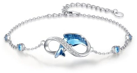 OHAYOO Delfin Anhänger Schmuck Sterling Silber Delphin Anhänger Armbänder Blau Delfin Kristall Armbänder Unendlichkeitssymbol Tier Geschenk für Damen Frauen